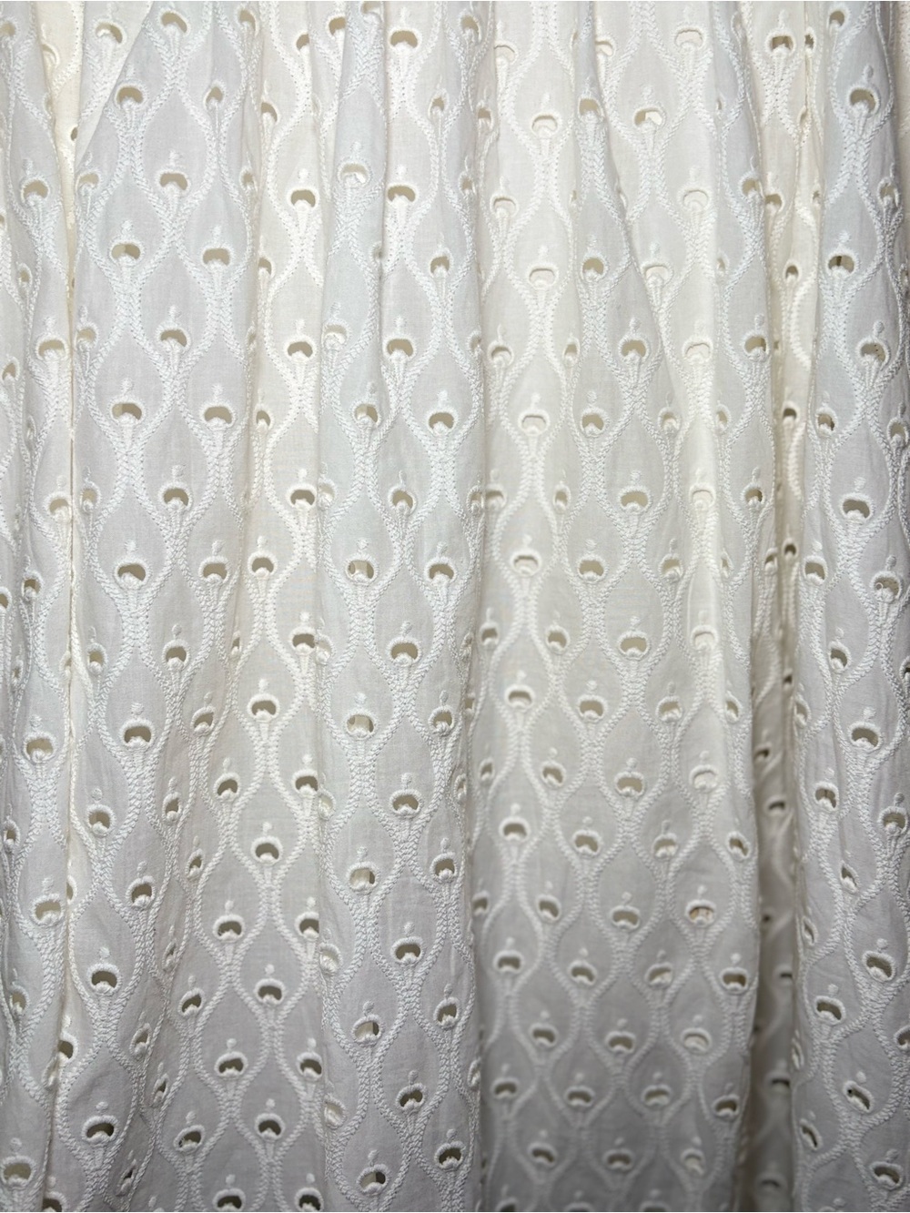 Anthropologie White Eyelet Button Front Midi Skirt | Boho Cottagecore Coastal - Picture 8 of 10
